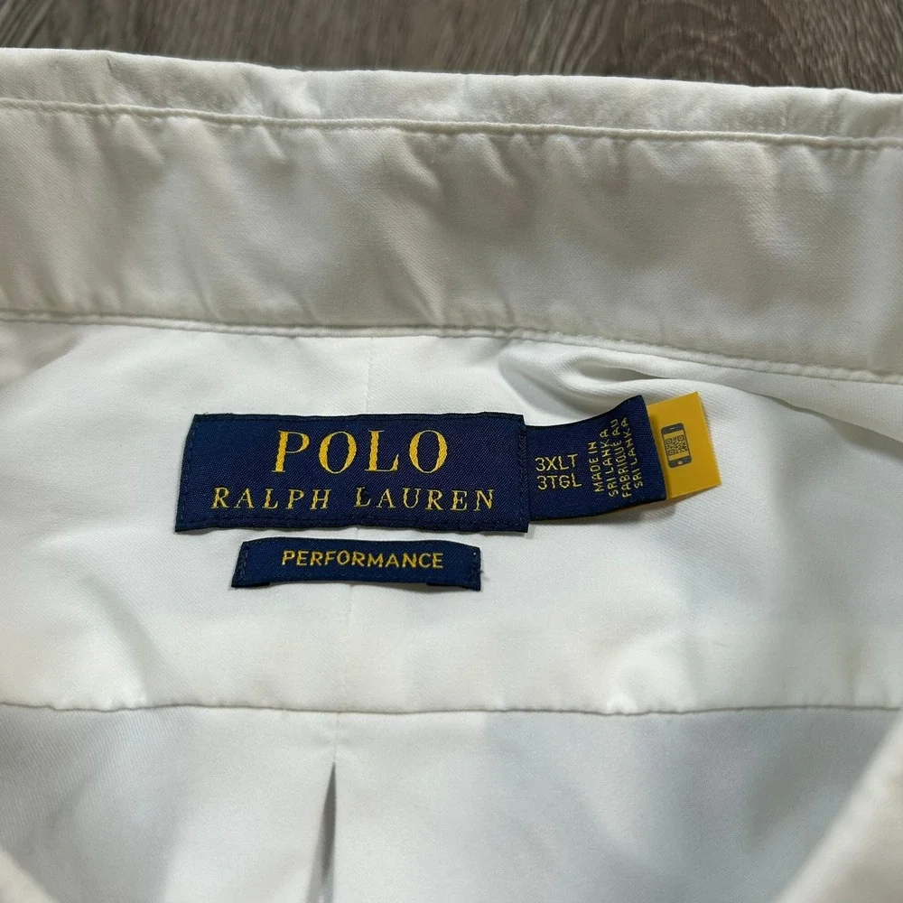 Polo Ralph Lauren Performance Twill Shirt 3XLT White Big Tall Button Down